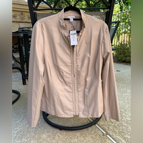 NWT Chicos Sz 2 (12-14) soft dusty pink leather-like Jacket. So incredibly soft! - Picture 1 of 9
